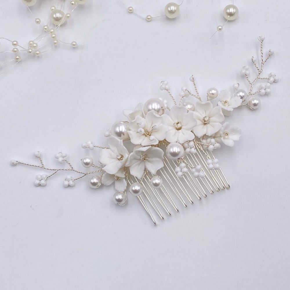 EBBA: Ivory and Silver Hair Comb