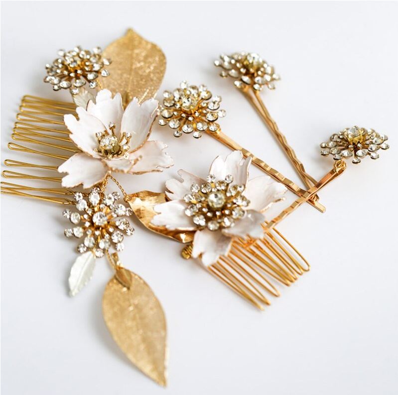 HARPER: Ivory and Gold Hair Comb Set
