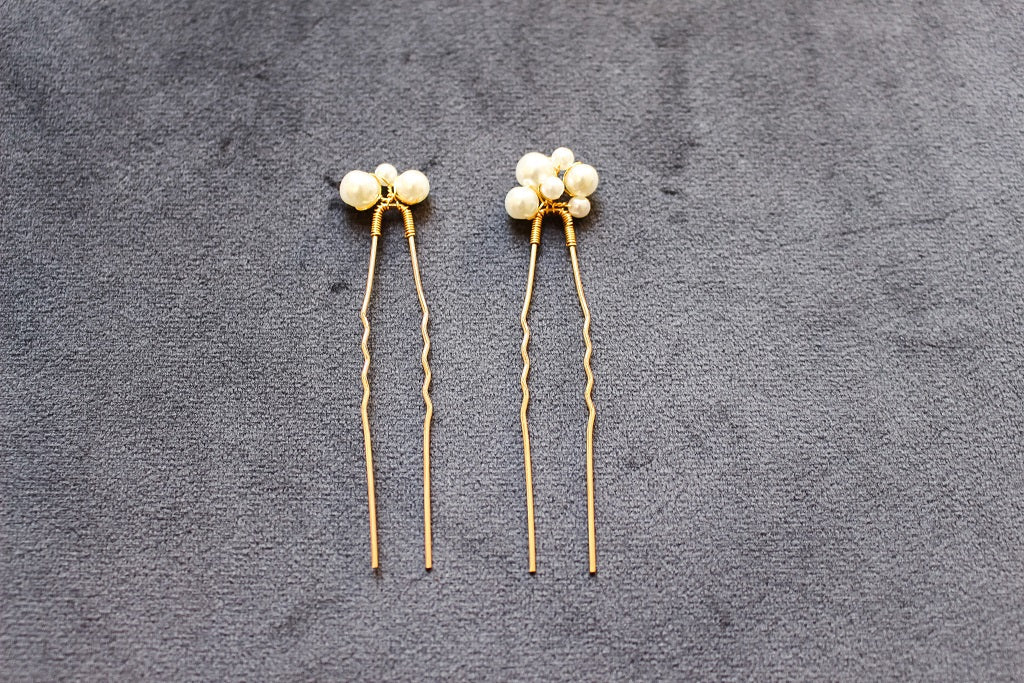 PERLA: Ivory and Gold Pearl Hair Set
