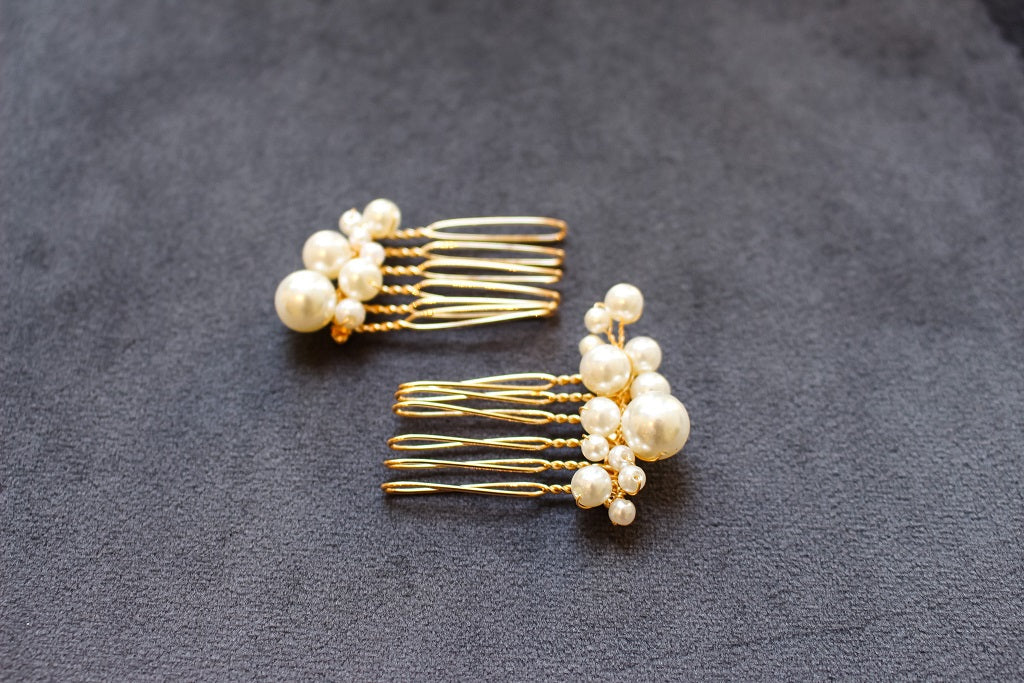PERLA: Ivory and Gold Pearl Hair Set