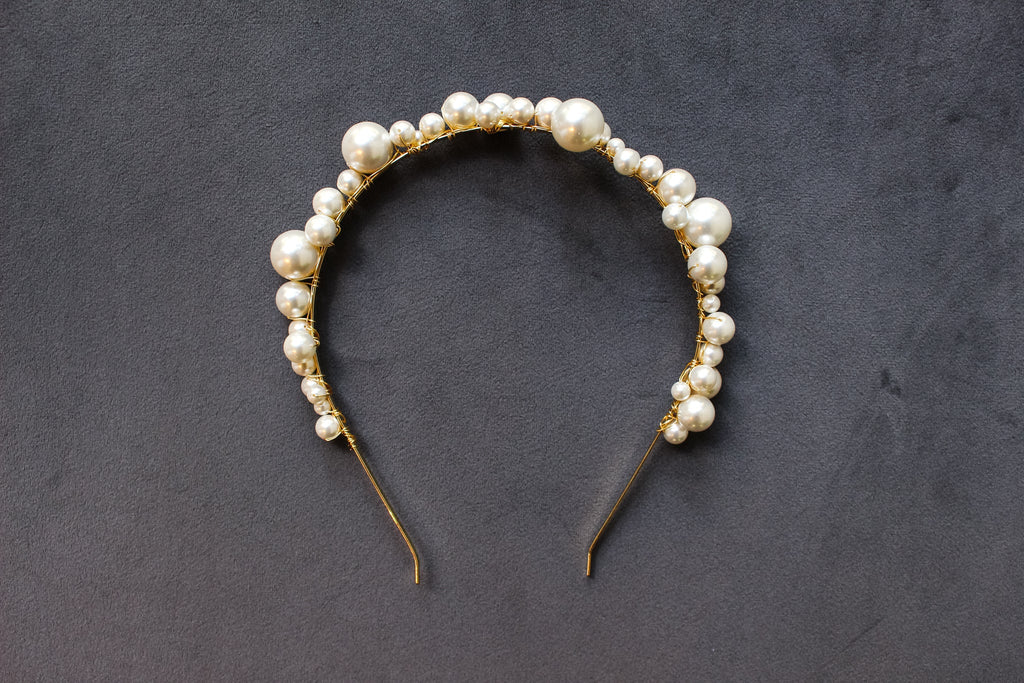 PERLA: Ivory and Gold Pearl Headband