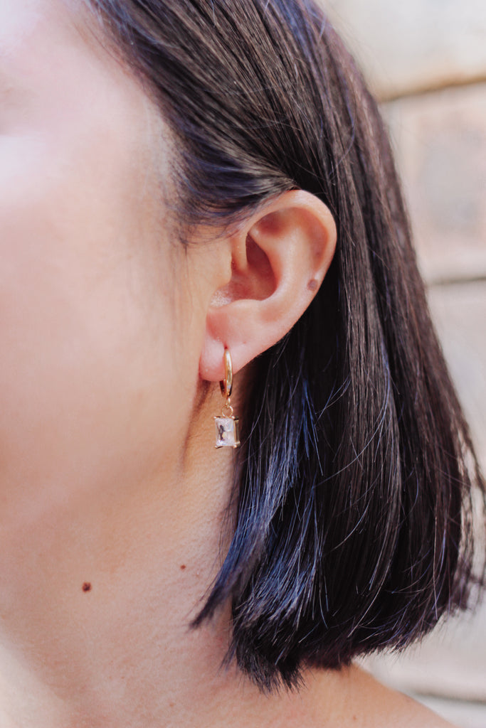 HUGGIES: 18K GP and Crystal Earrings