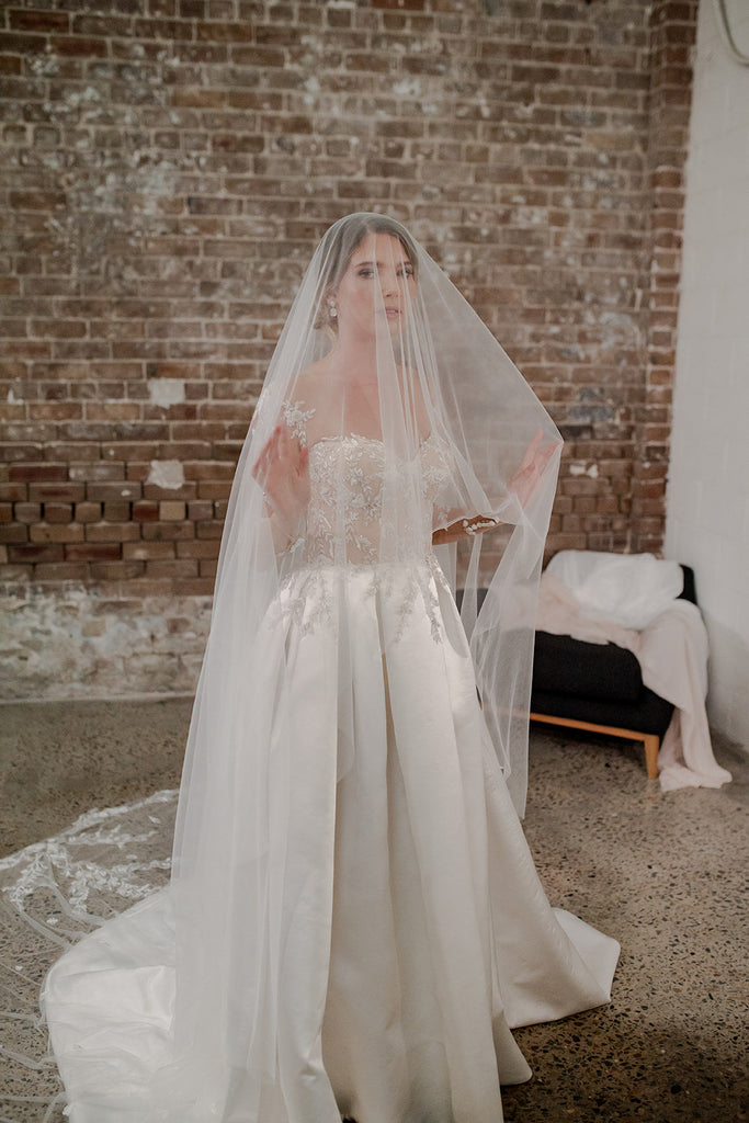 ATHENA: Cathedral Length Lace Veil