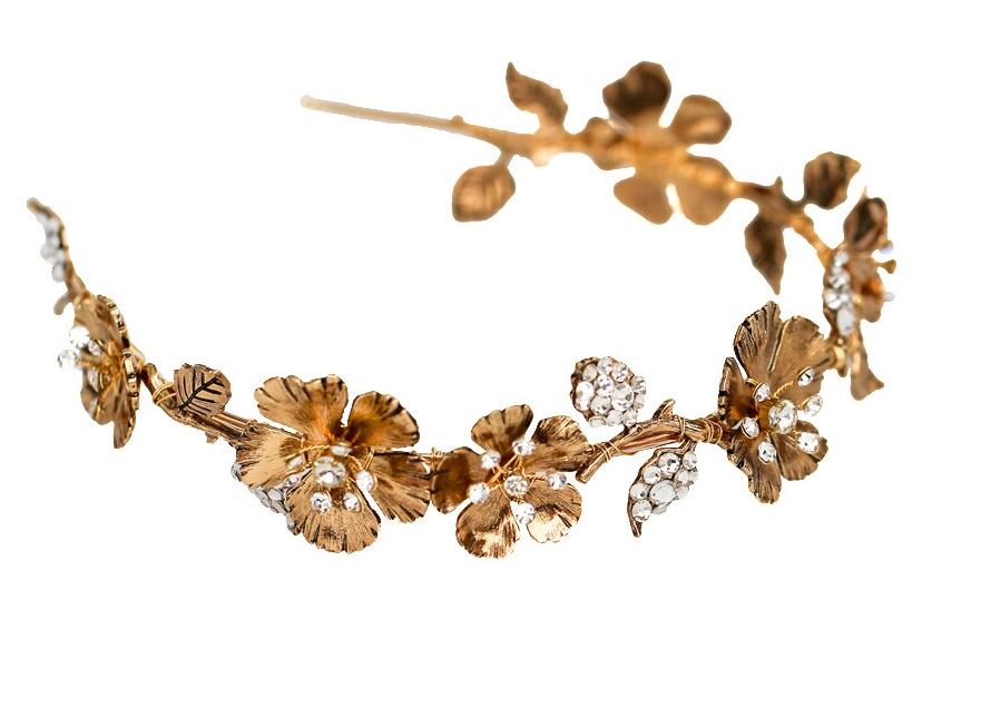 LINNEA: Gold Floral Headband